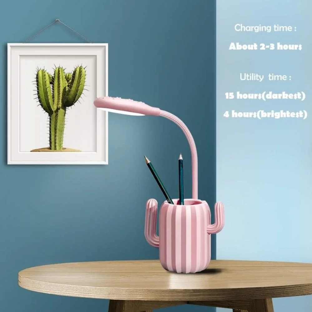LED Pink Cactus-Shaped Desk Lamp